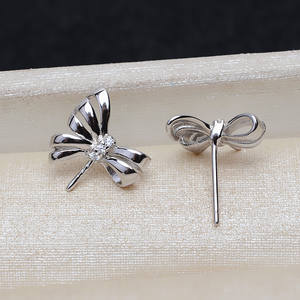 Boucles d'oreilles en argent S925 pour femmes, style aiguille droite personnalisé avec 8-9 accessoires de perles DIY, article suspendu pour cheveux 3916 - Product Image 4