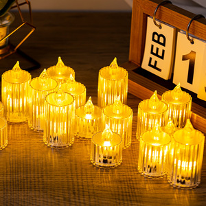 Vente en gros <span class=keywords><strong>Petite</strong></span> <span class=keywords><strong>bougie</strong></span> électronique <span class=keywords><strong>LED</strong></span> Lampe à thé en plastique transparent sans <span class=keywords><strong>flamme</strong></span> pour proposition de Noël et décoration de fête - Product Image 1