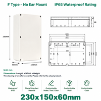 Boîtier de jonction étanche IP65 en ABS recyclé 230x150x60mm, boîtier étanche en plastique ABS