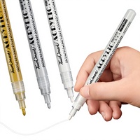 Lot de stylos surligneurs blancs 2,0 mm, marqueurs à encre acrylique opaque, fournitures d'art détaillées pour le dessin sur papier noir PET et la peinture sur roche