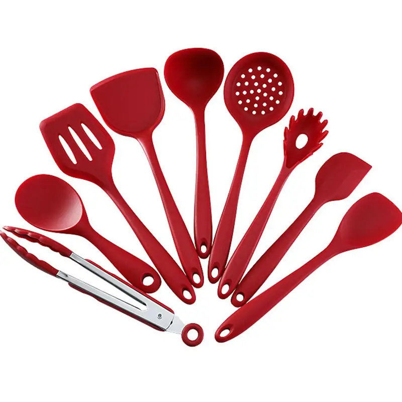 Red Nylon Antiaderente Cozinha Ferramentas Cozinhar assar Utensílios Set Antiaderente colher Turner espátula sopa concha Nylon