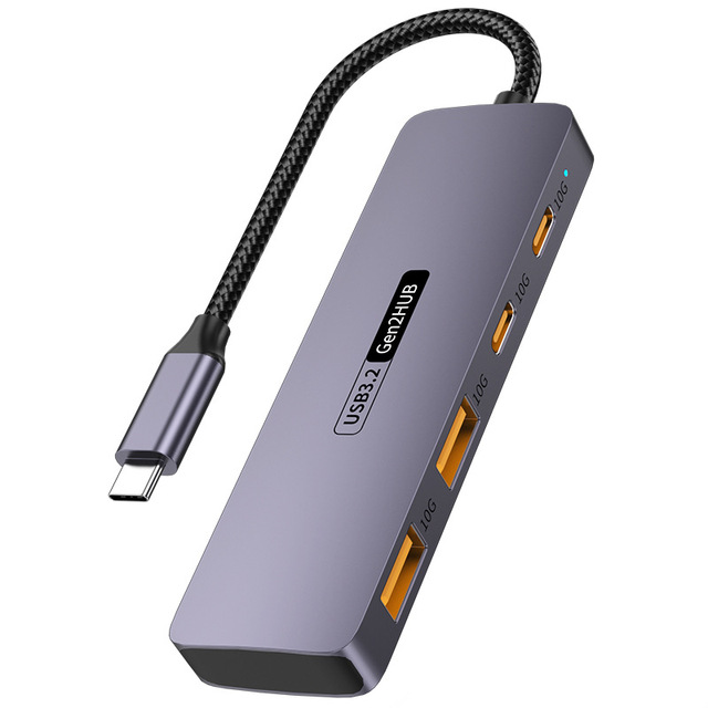 Aluminium Alloy 4 Ports USB 10Gbps Hub with USB Hub Type C 3.2 Gen 2 3.2 Usb Hub for Laptop PC Computer