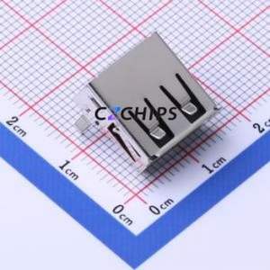 903-132A1021D10100 USB Connector Bent Lead Through Hole Connector Type-A USB 2.0 Female Right Angle Insert - Product Image 1