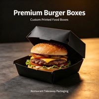 Boîte à fast-food en kraft, résistante à l'huile, pour hamburgers, poulet frit, emballage personnalisé