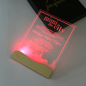 La carte d'invitation de <span class=keywords><strong>mariage</strong></span> électronique spéciale en acrylique transparent LED invite différentes lumières offertes - Product Image 3