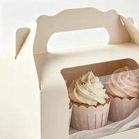 Boîte à poignée unie en carton ondulé doré, format personnalisé, sans impression, pliable, pour pâtisserie, gâteaux, desserts à emporter