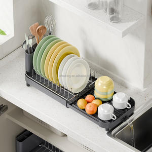 WIREKING, escurridor de platos de cocina extensible de 18,7-12 pulgadas, estante de secado de platos, estante organizador de utensilios de cocina de acero inoxidable - Product Image 1