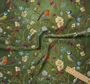 Custom Chinoiserie Birds Upholstery Fabric By The Yard For <b>Sofa</b> Chair Cushion <b>Bench</b> Headboard And Decorative Furniture Use - Product Image 3