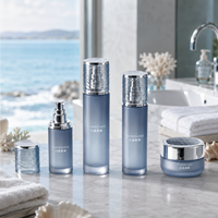 Flacon pompe à texture ondulée personnalisée, flacon de sérum, pot de crème pour le visage, 50g, 40ml, 100ml, 120ml, ensemble de flacons en verre pour soins de la peau