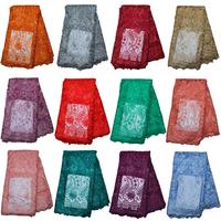 Dentelle brodée pêche populaire du Sénégal avec strass, tissu en tulle maillé africain perlé pour robes de mariée