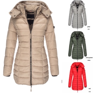 Nouveau femmes à capuche Parkas hiver chaud mode manteaux couleur unie coton vestes <span class=keywords><strong>femme</strong></span> <span class=keywords><strong>mi</strong></span>-long mince fermeture éclair Streetwear - Product Image 1