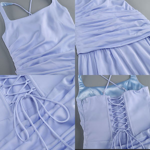 2026 Spring Summer Women's Sleeveless Maxi Dress Elegant Solid Color Halter Neck Formal Gown Waist Tie <strong>Flared</strong> <strong>Skirt</strong> - Product Image 3