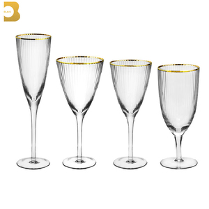 Vaisselle classique en cristal sans plomb, détails dorés de luxe, fabriquée à la main, avec verre à vin rouge, collection élégante de verres à vin, marque BLAIS - Product Image 5