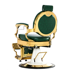 Sillón de Barbería Retro con Marco Metálico Dorado, Reclinable Hidráulico, con Reposacabezas Desmontable y Reposapiés <span class=keywords><strong>Doble</strong></span> para Afeitar la Barba - Product Image 2