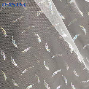 قماش تول ناعم فاخر 100% بوليستر شفاف محبوك 20D مطبوع بورق لامع لتنانير الفتيات - Product Image 5