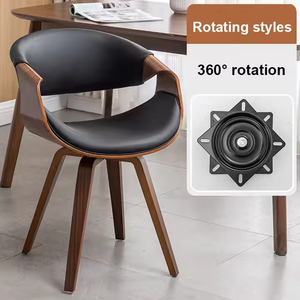 JP Vente Flash Chaises de Salle à Manger Pivotantes en Rotin Noyer, Chaises d'Appoint Ergonomiques avec Dossier en Canne, Accoudoirs Courbés et Cadre en Bois Cintré - Product Image 1