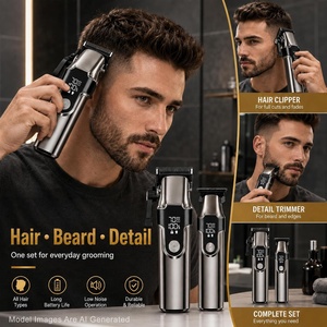 Kit de coupe de cheveux <span class=keywords><strong>2</strong></span> en 1 SK4-1018-4 pour hommes avec tondeuse de précision, autonomie de 220 minutes, fonctionnement silencieux, lames lavables - Product Image 3