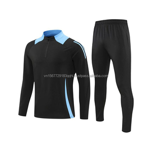 Teenagers Autumn Winter Printed Long Sleeve Football Jersey Training Wear Sports Suit Half-Zip Club Jersey 100% Polyester - Product Image 4