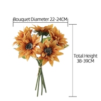 MW01516 Bouquets de Fleurs Artificielles PU Tournesol Faux pour Bouquet de Mariage Arrangement Floral Maison Garden Party Décoration
