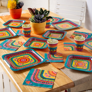 Juego de Vajilla Desechable de Papel con Diseño Retro Mexicano Personalizado DAMAI para 8 Personas, Artículos para Fiestas - Product Image 5
