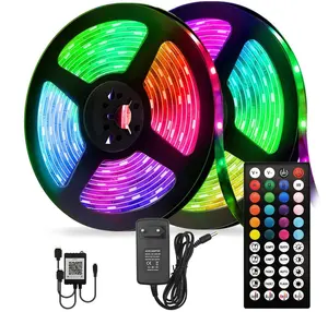 Sinkronisasi Musik Warna Berubah 5050 RGB 5M 10M Kit Fleksibel Tahan Air Hitam 44 Tombol Remote Kontrol IR Lampu Strip LED