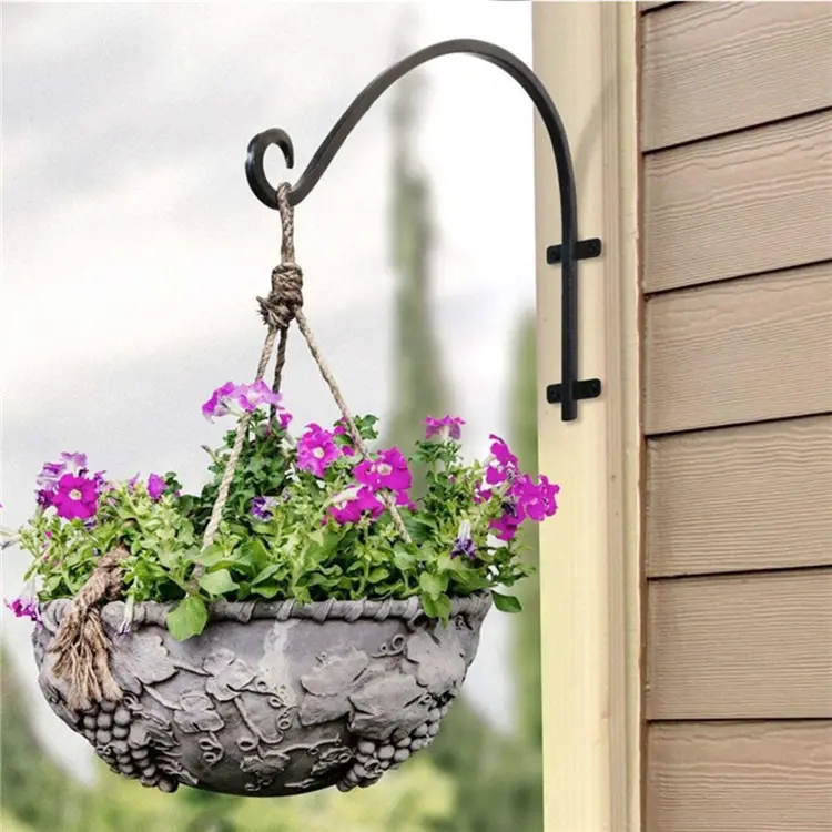 Hangende Plant Beugel Bloemenmand Windgong Vogel Feeder Hanger Beugels Zware Hand Gesmede Gebogen Lantaarn Planten Haak