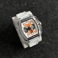 Montre à quartz au design créatif avec boîtier transparent, bracelet en silicone, montre de sport, montre numérique avancée pour homme, style mécanique pour homme