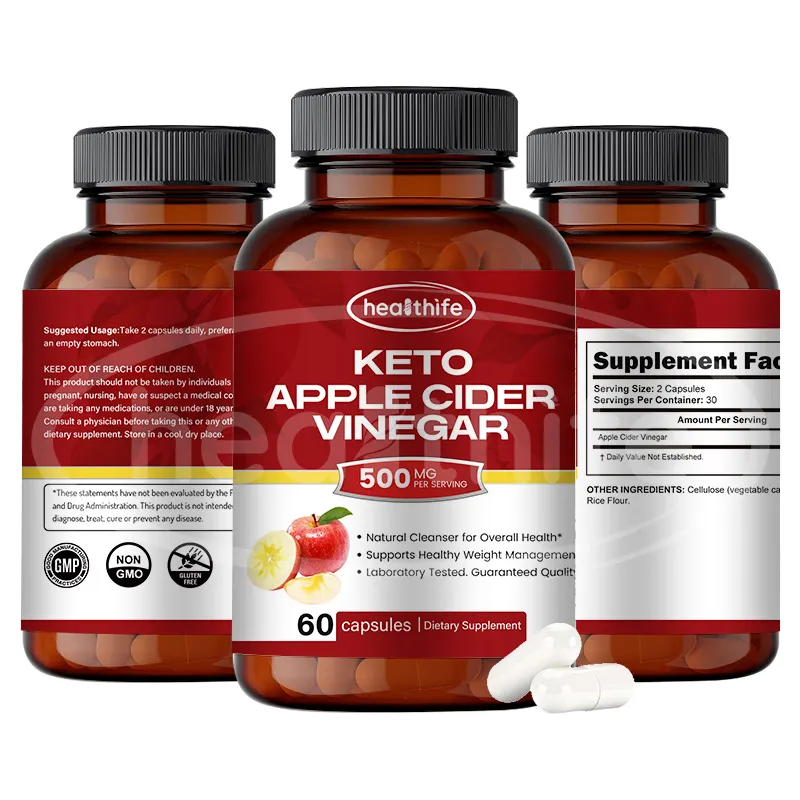 Healthife dimagrante Keto aceto di sidro di mele dimagrante in polvere, capsule di mele da 500mg/60capsule