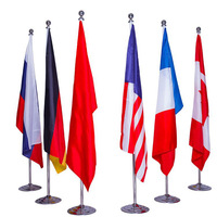 Mât de drapeau de haute qualité en acier inoxydable, 2M, 2.6M, 3M, pour conférence, bureau, intérieur, avec support de base - Vente directe usine Chine
