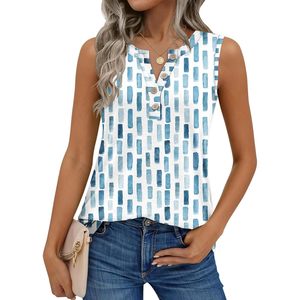 FOXA <b>Womens</b> Tank <b>Tops</b> Summer Sleeveless Loose Button <b>Henley</b> Crew Neck Casual 100% Cotton Breathable Knitted <b>Top</b> - Product Image 6