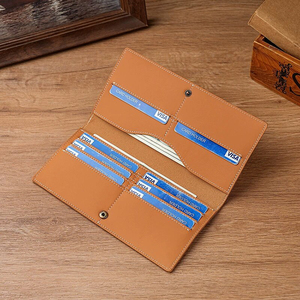 Portefeuille long multi-fentes à logo personnalisé, très vendu, en cuir véritable rétro, <span class=keywords><strong>porte</strong></span>-<span class=keywords><strong>monnaie</strong></span> ultra-fin, <span class=keywords><strong>porte</strong></span>-cartes de visite pour hommes - Product Image 1
