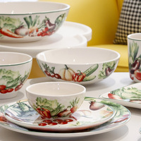 Assiette de dîner créative américaine en porcelaine fine durable, style pastoral, personnalisée, pour légumes, steak, pâtes, et bol à salade sous glaçure