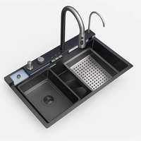 Robinet de cuisine moderne en acier inoxydable de grande capacité, design carré, multifonction, nano-technologie