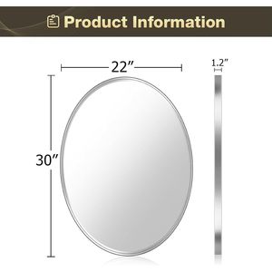 กระจกติดผนังทรงวงรี Brightify ขนาด 22x30 นิ้ว กรอบโลหะสีเงิน กระจกตกแต่งห้องน้ำสไตล์โมเดิร์น - Product Image 5
