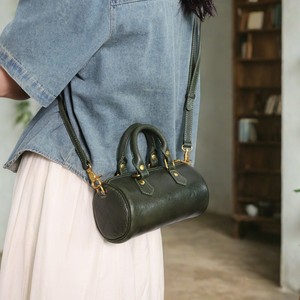 Retro Style Top Grain Cowhide <b>Mini</b> <b>Bag</b> 7 Inch Vintage Women's Handbag Tote Crossbody Water Resistant Coffee Brown Green - Product Image 4