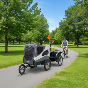 Remorque de vélo pour chien Vevor 100 lb avec roues à dégagement rapide, pliable facilement, chariot de transport pour animaux de compagnie, coupleur universel - Product Image 2