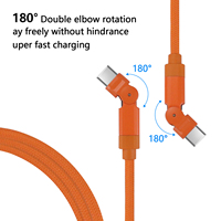 Câble de données tressé rotatif à double coude 180 degrés pour ordinateur portable Apple 17, Type-C vers USB-C, câble de charge ultra-rapide 60W pour jeux mobiles