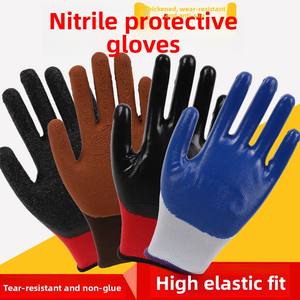 Gants de protection en nitrile 10 mil d'épaisseur, antidérapants, imperméables, résistants à l'usure, en nylon enduit de caoutchouc et de mousse tricotée - Product Image 2