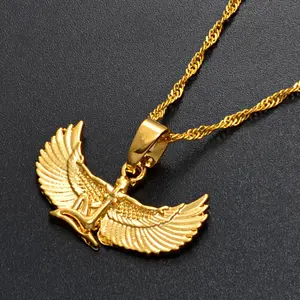 18K 골드 도금 팹 이집트 여신 이집트 날개 여신 골드 펜던트 목걸이 보석 선물