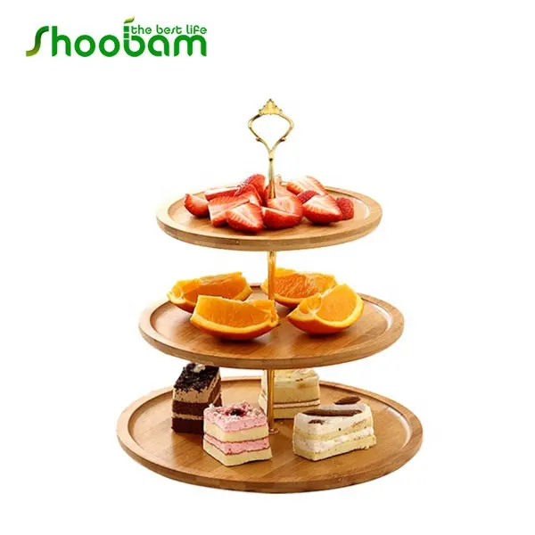 3-Tier Cupcake Stand Bambus Obst teller Kuchen Desserts Früchte Snack Candy Buffet Display Tower