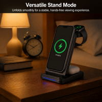 Support de charge pliable personnalisé avec logo, station de charge rapide portable 3 en 1, station de charge sans fil