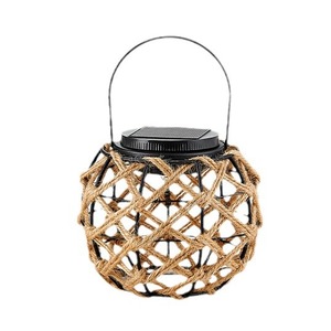 Solar Garden Lantern With <b>Rope</b> Mesh Design Hanging Outdoor <b>LED</b> Light For Patio Yard Decor - Product Image 1