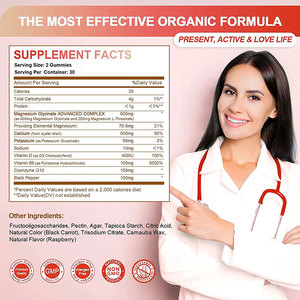Glycinate de magnésium OEM Vitamine D <span class=keywords><strong>B6</strong></span> <span class=keywords><strong>Coenzyme</strong></span> Q10 Supplément à base de plantes - Product Image 3