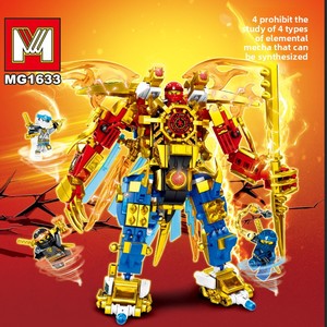 Phantom Ninja Element Mech Series, Dragón <span class=keywords><strong>Azul</strong></span>, Guerrero del Trueno, Juguete de Rompecabezas Ensamblable para Niños - Product Image 1