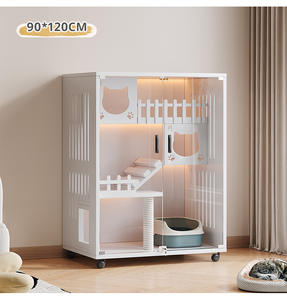 Villa pour chat en bois massif en gros, 3 niveaux, très grande et spacieuse, <span class=keywords><strong>lit</strong></span> pour animaux de compagnie, armoire de présentation pour animaux de compagnie à plusieurs niveaux avec griffoir pour chat - Product Image 2