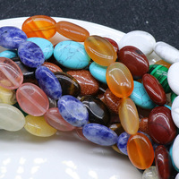 Kristal Agate Batu Semi Mulia 10*14mm Oval Bentuk Telur Model Pengasah Pemoles 864 Manik-manik Lepas DIY Gelang Kalung Perhiasan