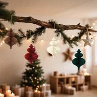 Umiss Décorations de Noël Écologiques : Lanternes et Boules en Papier pour Arbre de Noël, Ornements Artisanaux avec Aimant pour la Maison