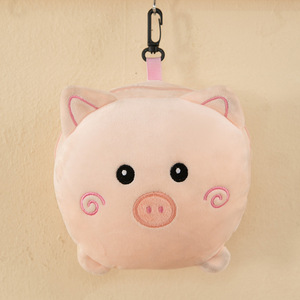 Kawaii 2-in-1 tragbare faltbare Reißverschluss-Plüsch-Schweine augen maske und Nacken kissen Reise freundliche bestickte Cartoon-Figural-Augen abdeckung - Product Image 6