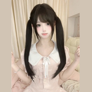 Perruque longue et droite de style lolita avec frange latérale, ligne de cheveux naturelle, en fibre Kanekalon, pour femmes, pour toutes les formes de visage - Product Image 1