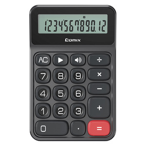 Calculatrice vocale Comix X3, 12 chiffres, grand écran, alimentée par batterie, plastique noir - Product Image 1